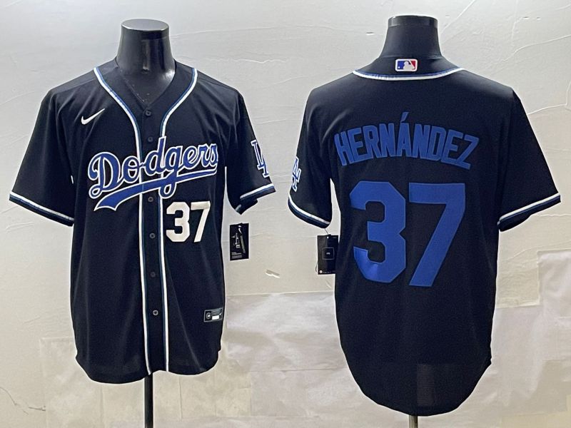 Men 2025 Los Angeles Dodgers #37 Hernandez Black Three generations Fashion Nike MLB Jersey style 11->los angeles dodgers->MLB Jersey